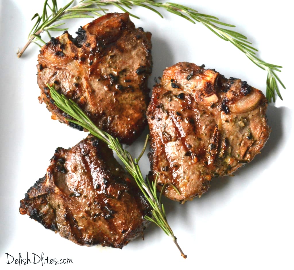 Garlic and Rosemary Grilled Lamb Chops from https://www.delishdlites.com/