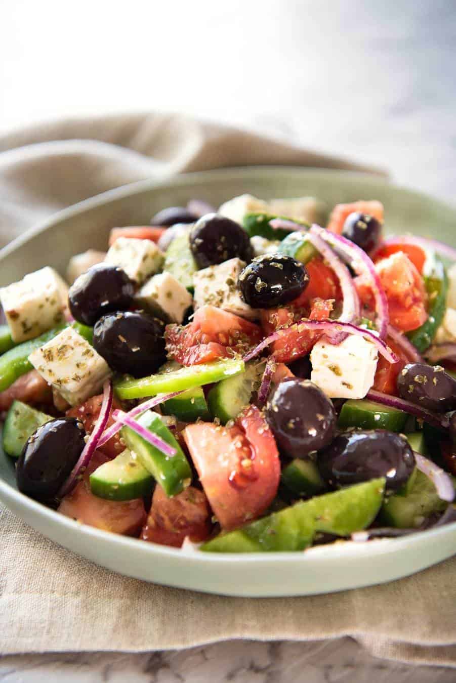 Greek Salad with Homemade Greek Salad Dressing from https://www.recipetineats.com/