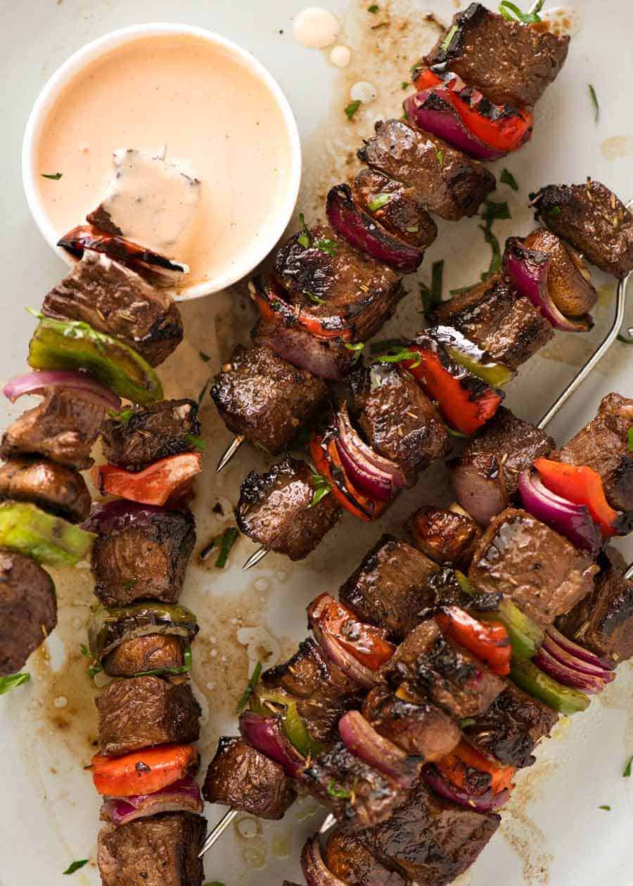 Marinated Beef Kabobs from https://www.recipetineats.com/