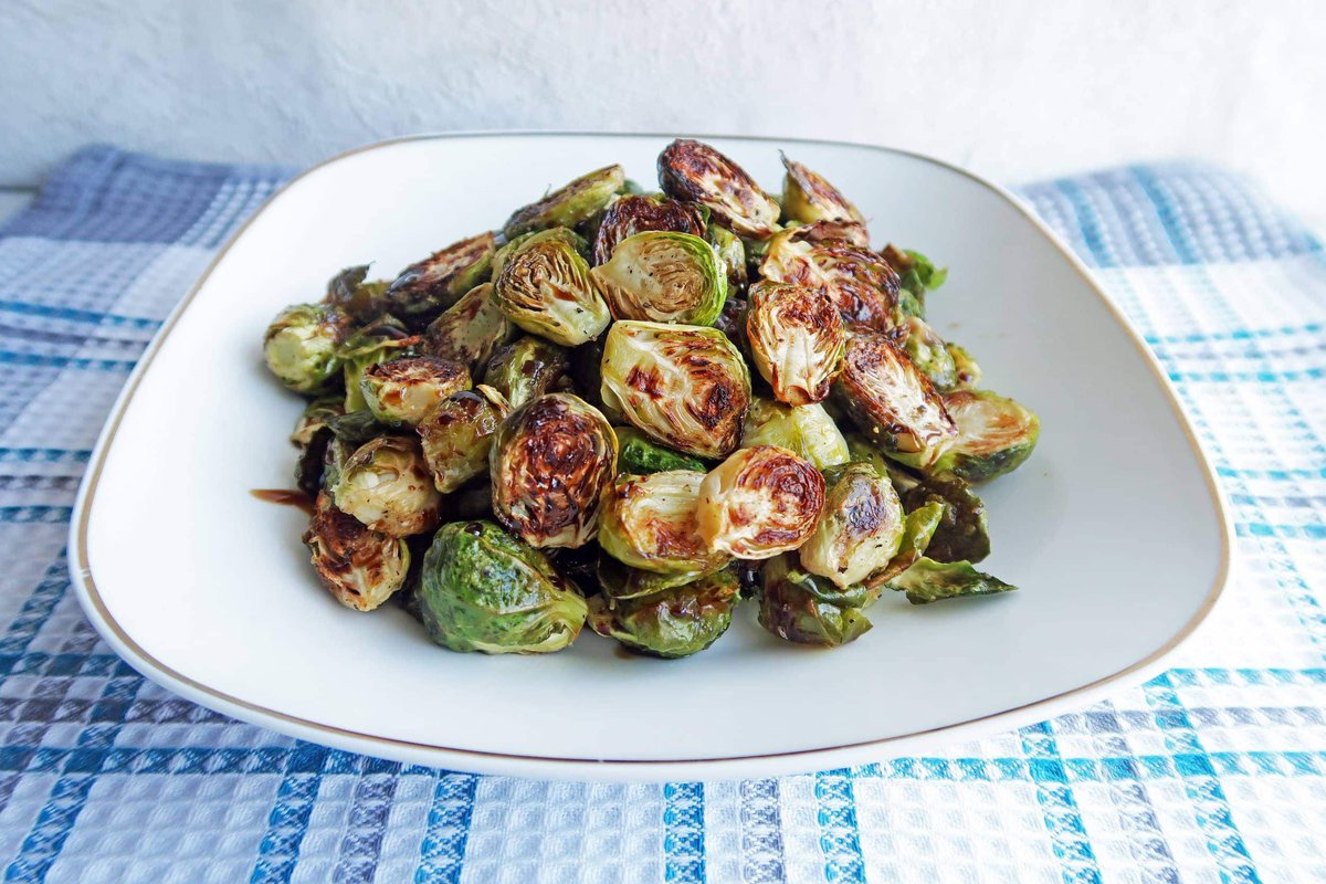 Roasted Brussels Sprouts with Balsamic-Maple Glaze from https://www.yayforfood.com/