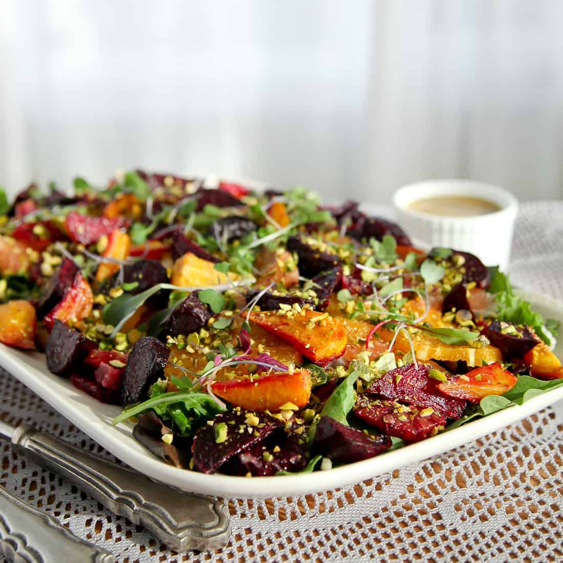 Roasted beet and citrus salad with mustard vinaigrette from https://www.snixykitchen.com/