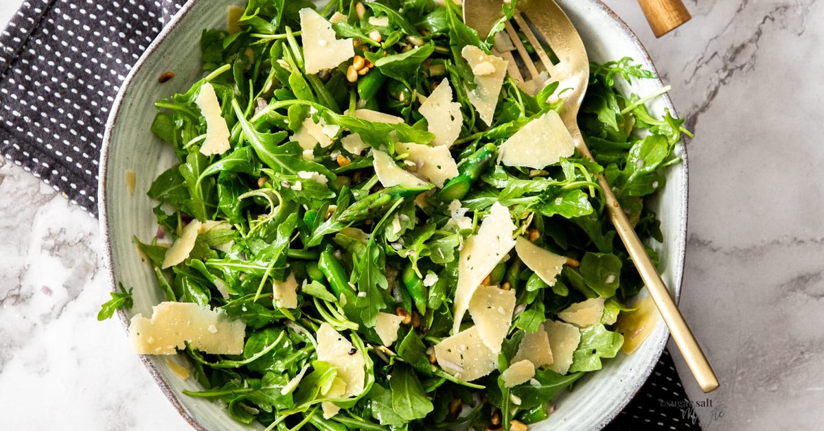 Asparagus, Rocket and Parmesan Salad from https://www.sugarsaltmagic.com/