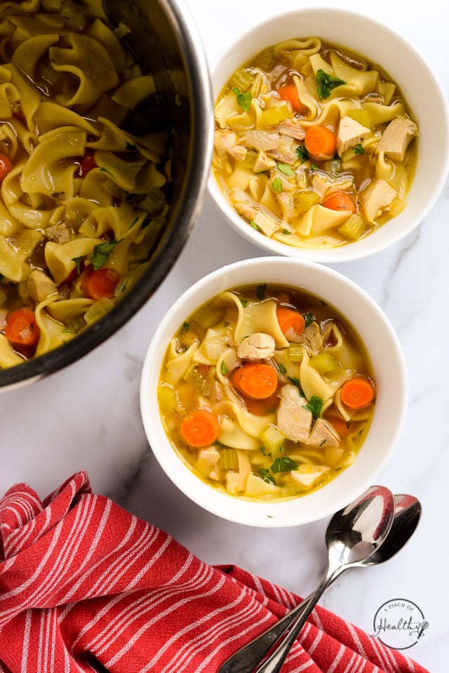 Chicken Noodle Soup from Scratch from https://www.apinchofhealthy.com/