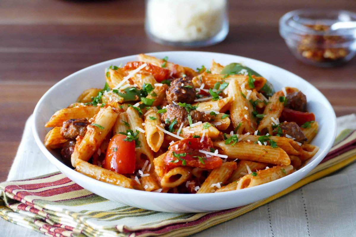 Instant Pot Penne Pasta with Italian Sausage from https://www.paintthekitchenred.com/