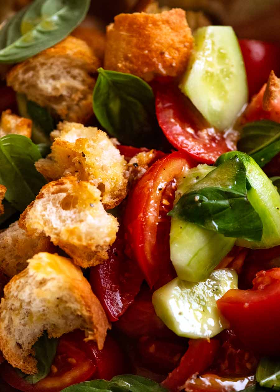Panzanella (Italian tomato and bread salad) from https://www.recipetineats.com/