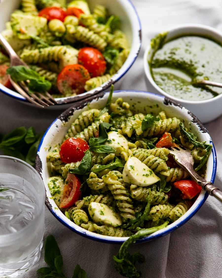 Pesto pasta salad from https://www.recipetineats.com/