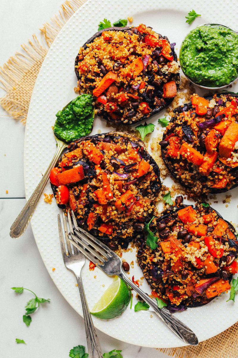 Quinoa & Vegetable Stuffed Portobello Mushrooms from https://minimalistbaker.com/