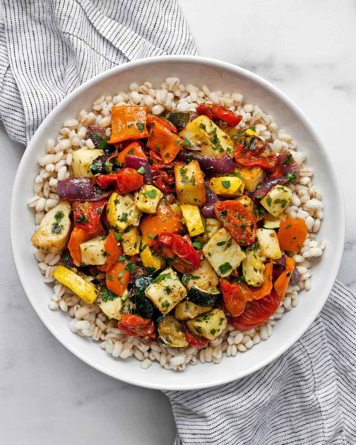 Roasted Mediterranean Vegetables and Halloumi from https://www.lastingredient.com/