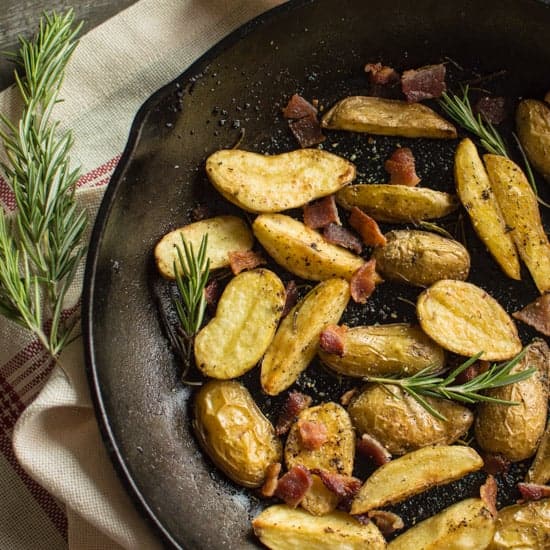 Rosemary Roasted Potatoes with Bacon from https://healthynibblesandbits.com/