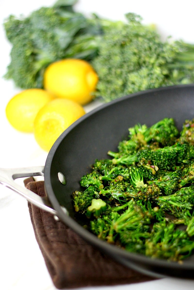 Spicy Lemon Sauteed Broccolini from https://thehealthyfamilyandhome.com/