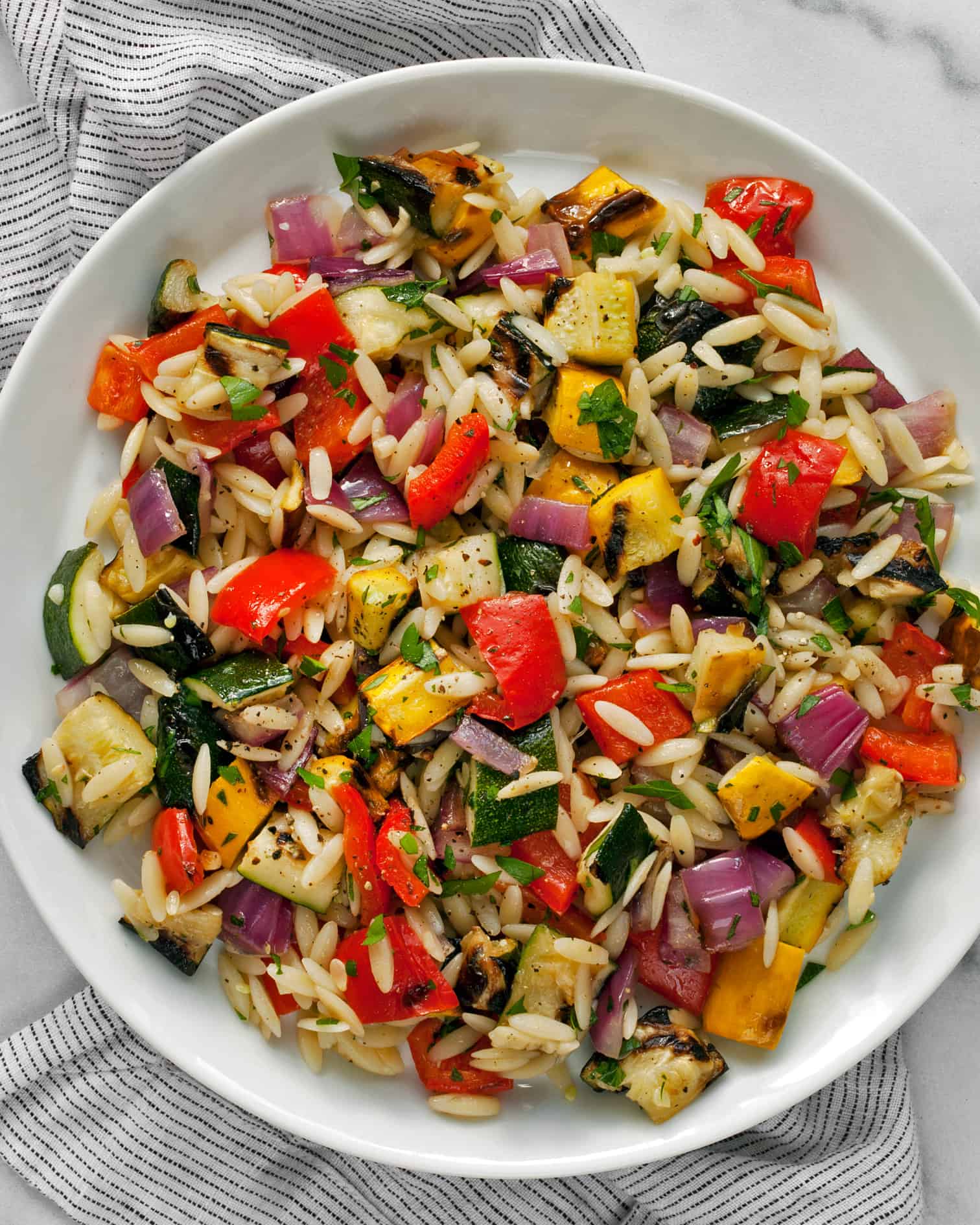 Grilled Vegetable Orzo Salad from https://www.lastingredient.com/