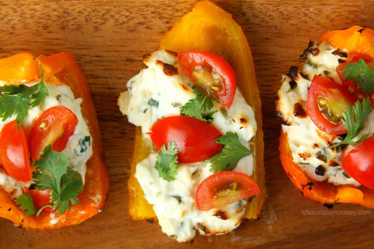Herbed Cream Cheese Grilled Bell Pepper Boats from https://www.chocolatemoosey.com/