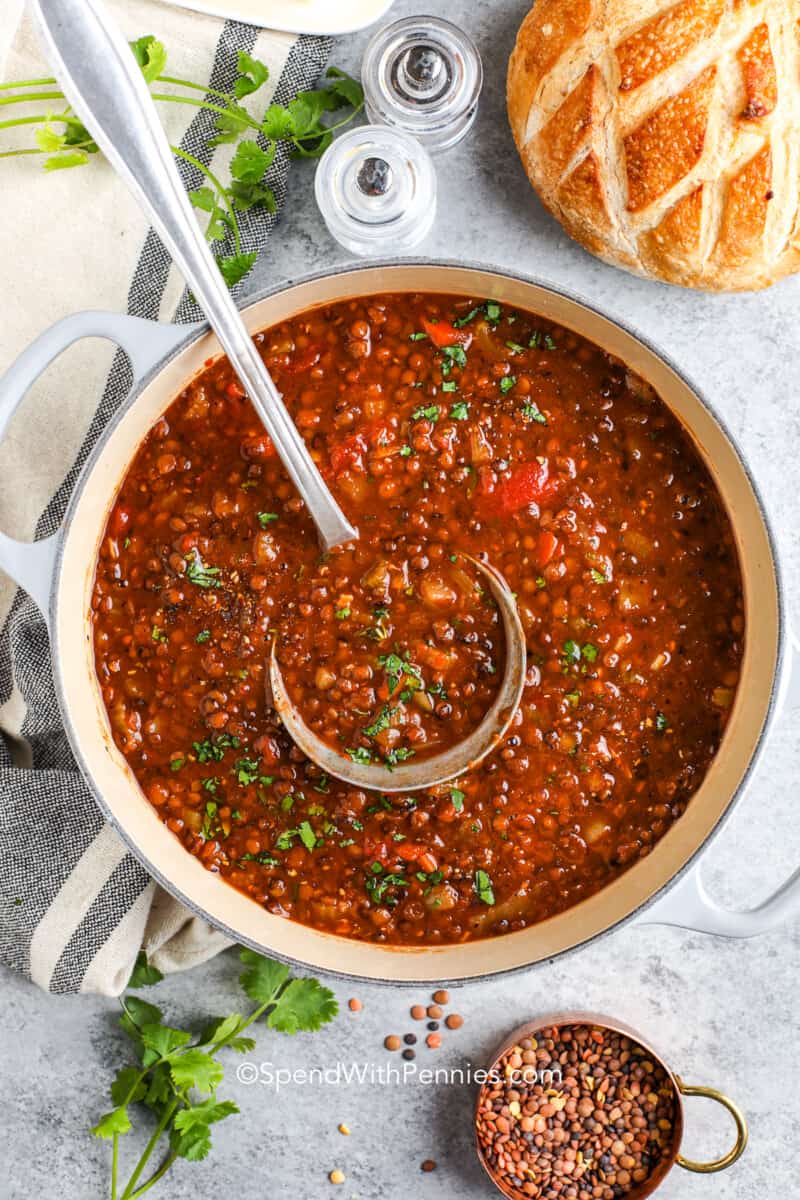 Homemade Lentil Soup from https://www.spendwithpennies.com/