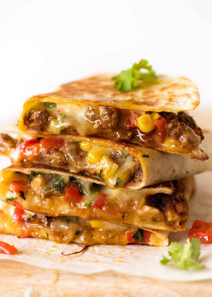 Quesadilla (Beef, Vegetable or Chicken) from https://www.recipetineats.com/